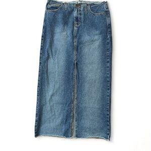 Lei 90s y2k Distressed Denim Slit Maxi Pencil Skirt Cut Off Hem | Size Juniors 5